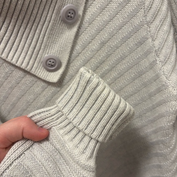 Laura Light Gray Ribbed Cowl Neck Sweater - Picture 4 of 8